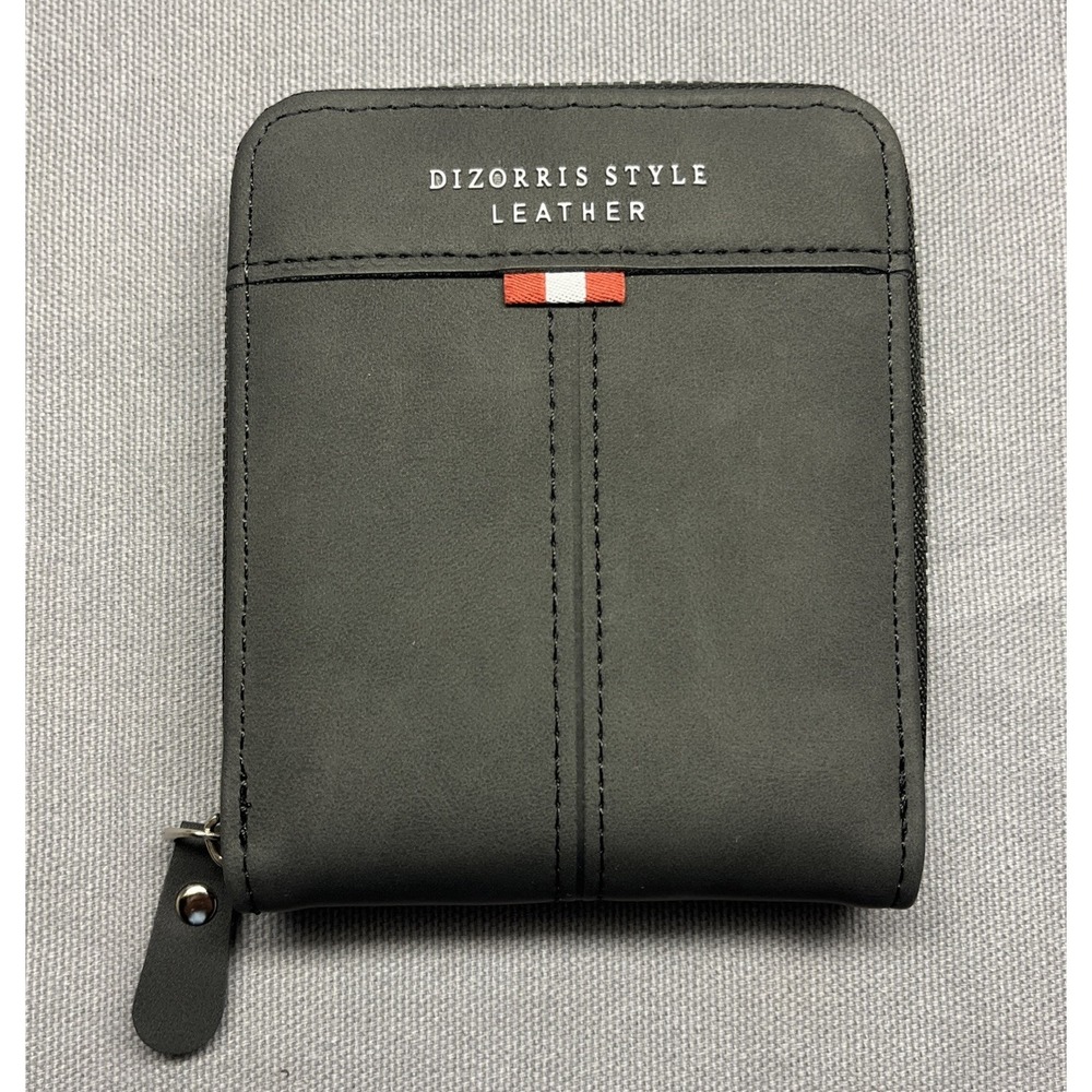 Dizorris Style Leather Men's Womens Wallet Color Blackish Gray